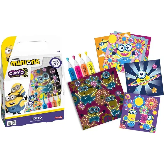 Lansay - Phospho 2D Minions - Pochette de loisir créatif avec gel phosphorescent brillant dans le noir - À partir de 7 ans Lansay - Phospho 2D Minions - Pochette de loisir créatif avec gel phosphorescent brillant dans le noir - À partir de 7 ans