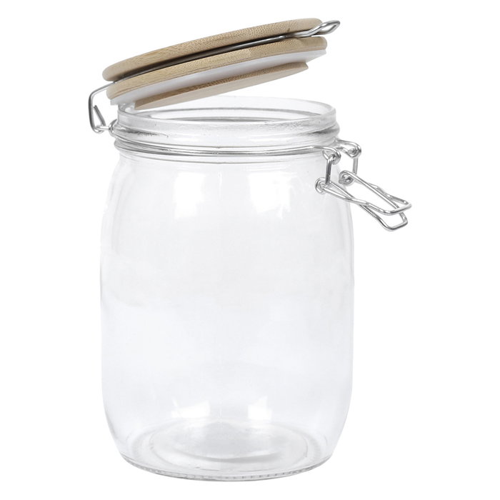 Cook Concept Bocal de conservation 1 L en verre avec couvercle bambou Cook Concept Bocal de conservation 1 L en verre avec couvercle bambou