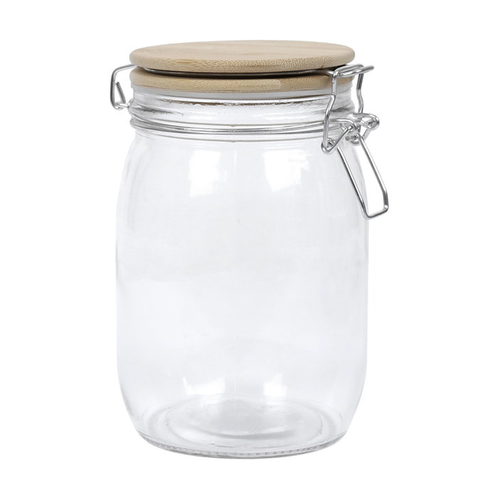 Cook Concept Bocal de conservation 1 L en verre avec couvercle bambou Cook Concept Bocal de conservation 1 L en verre avec couvercle bambou