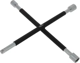 AEG Clé en croix démonte-roue renforcée avec 3 douilles 17/19/21mm et carré 1/2 - Acier inoxydable haute qualité et revêtement mousse antiglisse - Gris
