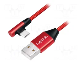 LOGILINK Câble USB 2.0 USB A vers USB C angulaire 1m rouge