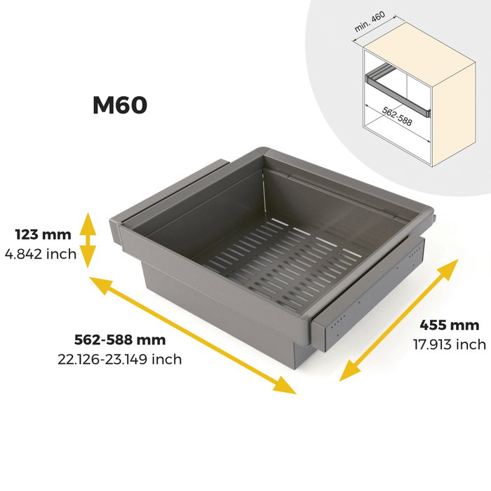 Emuca Kit panier métallique et rack ajustable Quartz pour armoires, glissières extension totale et à fermeture douce, Module 60cm, Finition Titane Emuca Kit panier métallique et rack ajustable Quartz pour armoires, glissières extension totale et à fermeture douce, Module 60cm, Finition Titane