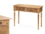 Giftdecor Table d'appoint 2 tiroirs motif feuilles nature 98 x 77 x 42 cm bois manguier marron