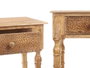 Giftdecor Table d'appoint 2 tiroirs motif feuilles nature 98 x 77 x 42 cm bois manguier marron