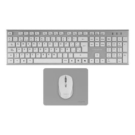 Tacens Zenith Combo Clavier et Souris Gaming Sans Fil + Tapis de Souris, QWERTY Espagnol, 3200 DPI, Blanc