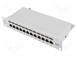 LANBERG Panneau de brassage Cat 6 blanc 12 ports RJ45 pour rack 10 pouces