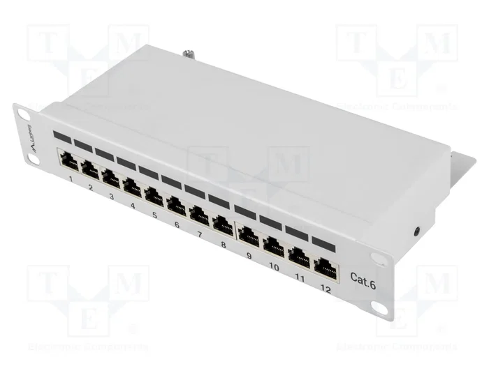 LANBERG Panneau de brassage Cat 6, 12 ports RJ45, 1U, Rack 10 pouces LANBERG Panneau de brassage Cat 6, 12 ports RJ45, 1U, Rack 10 pouces