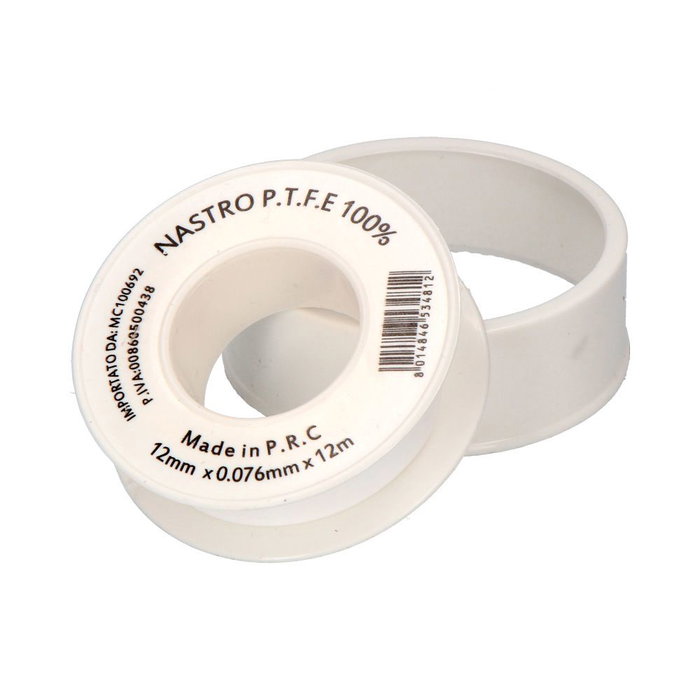 Geko Cinta de PTFE blanche 12 mm x 12 m, 76 microns Geko Cinta de PTFE blanche 12 mm x 12 m, 76 microns