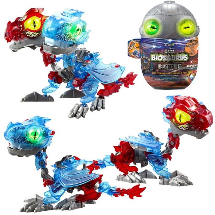 Bizak Biosaurus Battle Pack Double Sdo. – Capsule 13cm avec 2 Créatures Électroniques à Construire, 10-12 Pièces, Double Tête, Lumières et Sons, Change de Couleur Bizak Biosaurus Battle Pack Double Sdo. – Capsule 13cm avec 2 Créatures Électroniques à Construire, 10-12 Pièces, Double Tête, Lumières et Sons, Change de Couleur