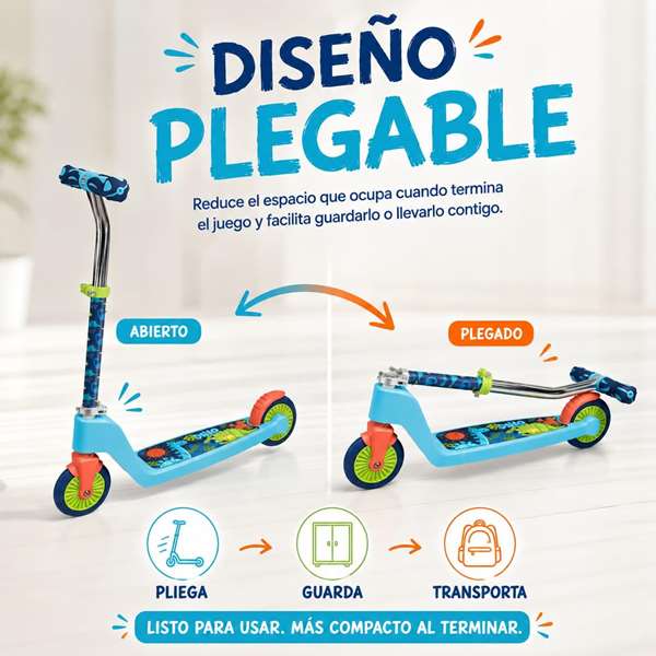 JugaToys Patinete pliable Dino à 2 roues