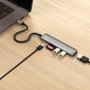 Satechi 6-en-1 Adaptateur USB-C Multiport Slim - HDMI 4K, Charge PD 100W, Ethernet Gigabit, Ports USB-A - Gris Sidéral