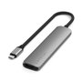 Satechi 6-en-1 Adaptateur USB-C Multiport Slim - HDMI 4K, Charge PD 100W, Ethernet Gigabit, Ports USB-A - Gris Sidéral