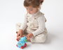KioKids - Jouet à traîner éléphant avec son et roues, jouet d'éveil pour bébé à partir de 12 mois, en plastique, bleu