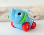 KioKids - Jouet à traîner éléphant avec son et roues, jouet d'éveil pour bébé à partir de 12 mois, en plastique, bleu