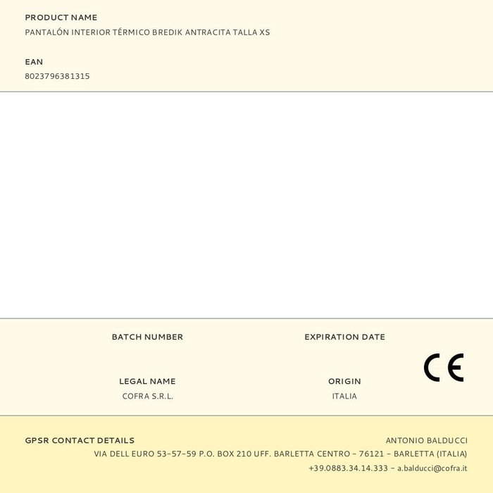 Cofra Pantalon thermique Bredik Gris foncé XS