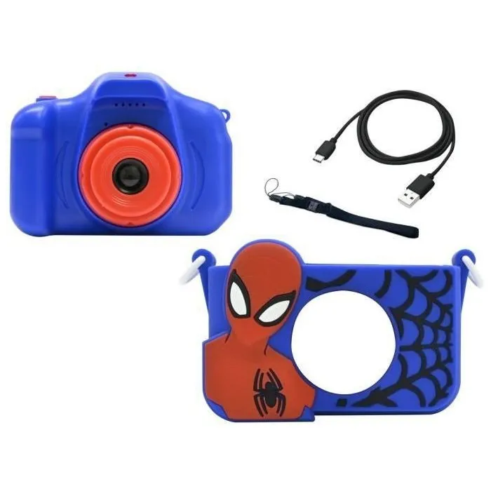 LEXIBOOK Appareil photo enfant Spiderman 4 en 1 avec protection et recharge USB-C - À partir de 3 ans - Carte mémoire incluse