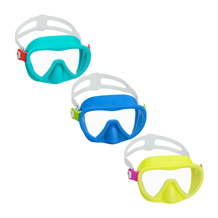 Bestway 22057 Masque de Plongée Enfant avec Sangle Anatomique Couleur Assortie +3 Ans Piscine et Plage