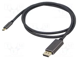 GOOBAY Câble USB-C vers DisplayPort, Textile, 2m, Noir-Gris