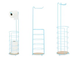 Berilo Porte-serviettes en métal et bambou bleu 16,5x63,5x16,5 cm (Set de 4)
