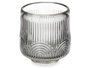 Giftdecor Porte-bougie Rond Rayé Gris Verre 7,5x7,5x7,8 cm (Set de 12)