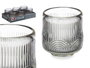 Giftdecor Porte-bougie Rond Rayé Gris Verre 7,5x7,5x7,8 cm (Set de 12)