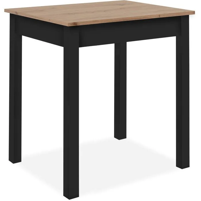 Table à Manger CAPRI Carré 4 Personnes 90x67x76 cm – Chêne Artisan & Noir