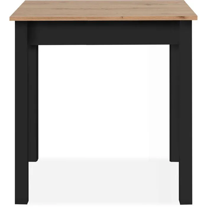 Table à Manger CAPRI Carré 4 Personnes 90x67x76 cm – Chêne Artisan & Noir