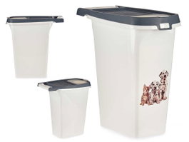 Mascow Cubo Dispensador Nourriture Plastique 10L 20x36x37cm Double Ouverture Blanc/Anthracite (Set de 8)