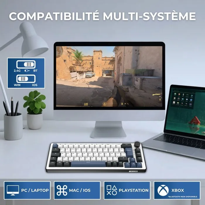 The G-Lab KEYZ Elite 200 BW AZERTY TKL Bleu The G-Lab KEYZ Elite 200 BW AZERTY TKL Bleu