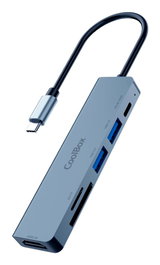 Coolbox MiniDock C61 Hub USB-C Aluminium 6-en-1 HDMI 4K PD 100W Lecteur SD Gris