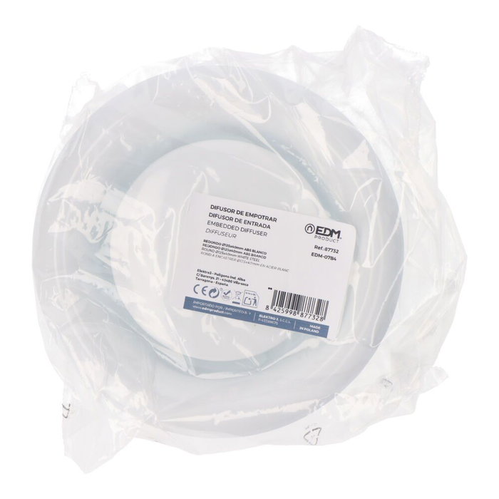 Edm Diffuseur encastré rond Ø125x47mm ABS blanc aluminium