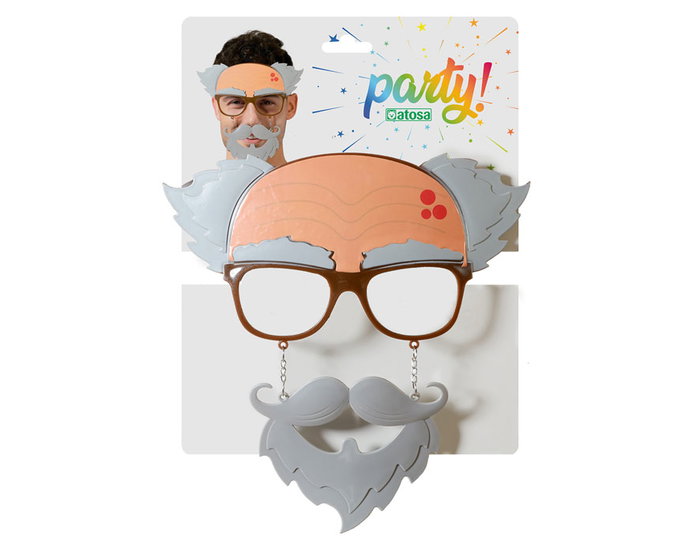 Déguisement - Lunettes avec calvitie et moustache pour grand-père drôle et amusant, accessoire de fête et déguisement Déguisement - Lunettes avec calvitie et moustache pour grand-père drôle et amusant, accessoire de fête et déguisement