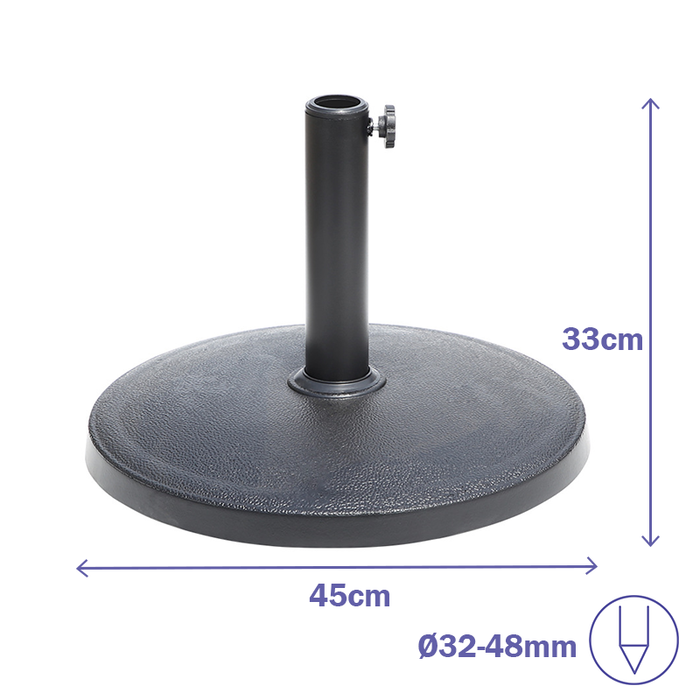 Marbueno Base pour parapluie en ciment 12 kg, Ø33x45 cm, pour jardin, piscine et terrasse 10305 Marbueno Base pour parapluie en ciment 12 kg, Ø33x45 cm, pour jardin, piscine et terrasse 10305