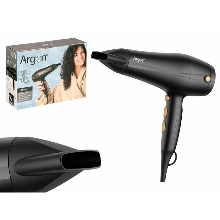 ARGON Sèche-cheveux 2400W Noir Mat et Doré