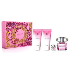 Versace - Coffret Bright Crystal pour Femme : Eau de Toilette 90 ml, Lotion Hydratante 100 ml, Gel Douche 100 ml + Miniature Eau de Toilette 9 ml