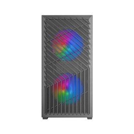 Mars Gaming MC-VORTEX Boîtier PC MicroATX Mini Tower, Mesh, Vitre Trempée, 3 Ventilateurs FRGB Rainbow, Noir