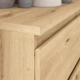 CHELSEA Commode 3 tiroirs 77,2 x 42 x 79,9 cm - Finition chêne artisan - Meuble à assembler