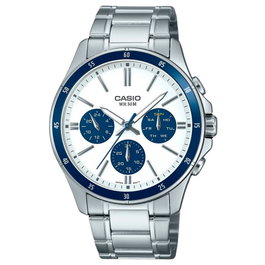Casio MTP-1374D-7A2 avec cadran blanc et bracelet en acier gris