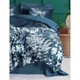 Ensemble de housse de couette King 240 x 220 cm et 2 taies d'oreiller 60 x 60 cm en Satin de coton 100%, Vert pétrole - 210 fils