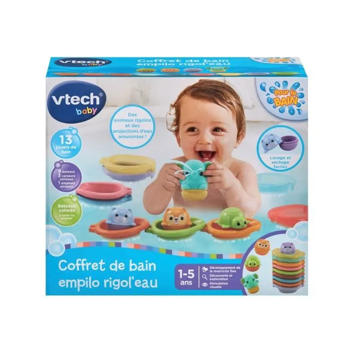 Vtech Baby Mon Dauphin Aqua-Basket - Jouet de bain éducatif avec musique, lumières et ventouses pour enfants - Jeu aquatique et découvertes marines