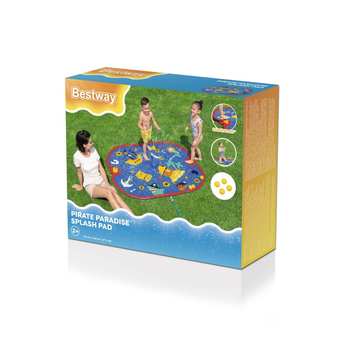 Bestway 52725 Tapis Gonflable avec Asperseurs Pirate 170x140 cm +2 Ans Jardin