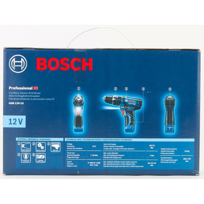 Bosch Professional GSB 12V-15 Perceuse-visseuse à percussion sans batterie