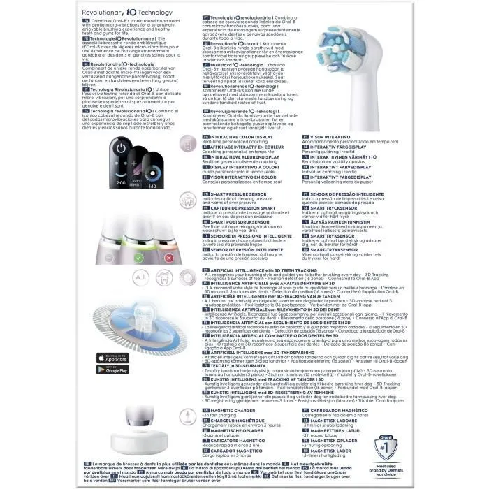 Oral-B iO9s Series Brosse à dents électrique Rose Quartz avec 2 brossettes, étui de voyage et chargeur - 7 modes de brossage