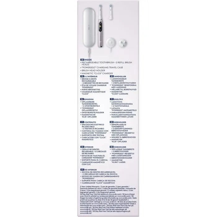 Oral-B iO9s Series Brosse à dents électrique Rose Quartz avec 2 brossettes, étui de voyage et chargeur - 7 modes de brossage