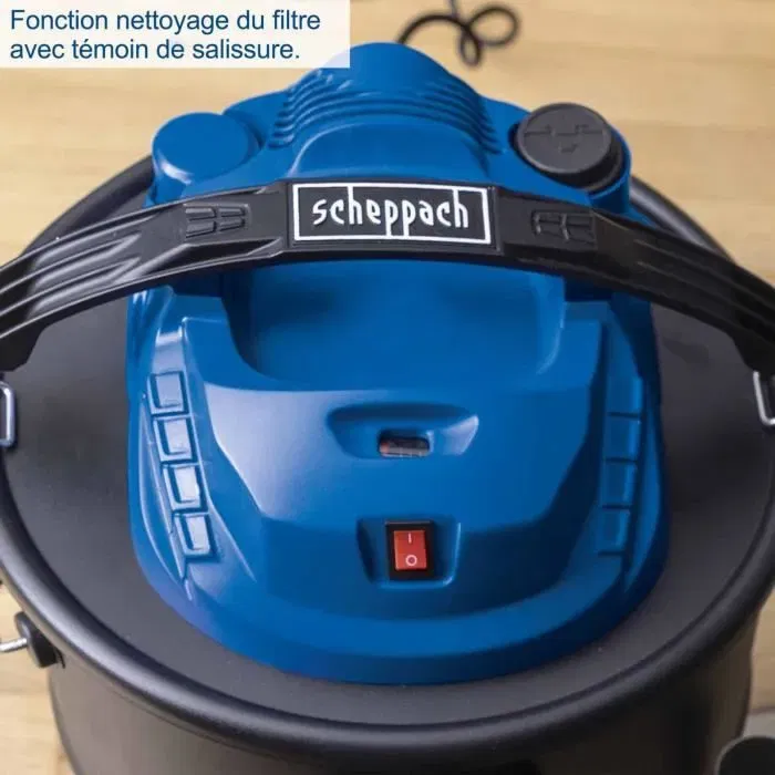 Scheppach Aspirateur à cendres AVC25, 1300W, cuve 20L, système récupération sans sac, pour intérieur et extérieur