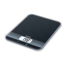 Beurer KS-19 Balance de cuisine moderne en verre plat tactile avec écran LCD et fonction Tara - Capacité 5 kg, couleur noire