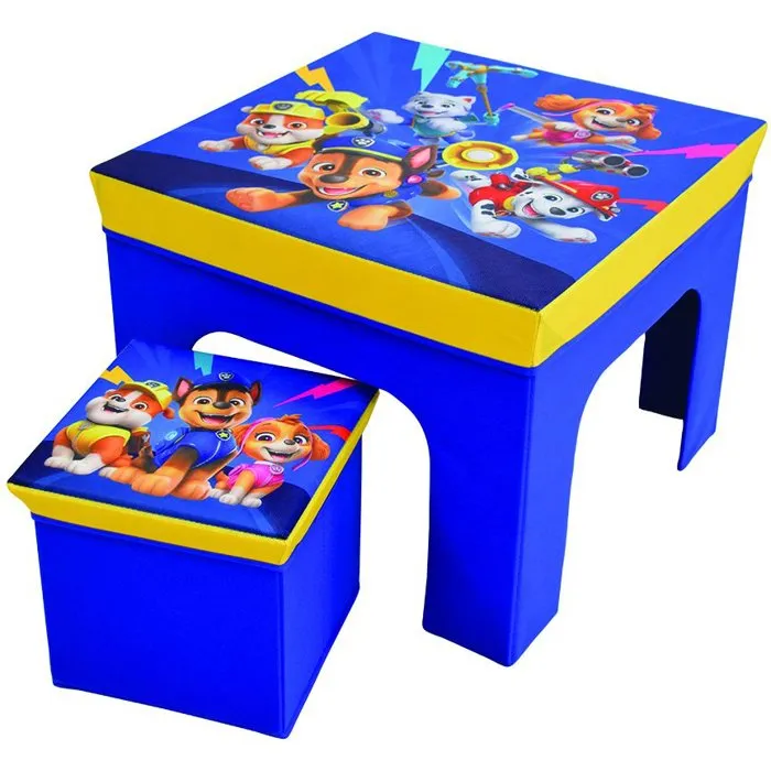 Fun House Ensemble table et tabouret de rangement Pat'Patrouille pliable Fun House Ensemble table et tabouret de rangement Pat'Patrouille pliable