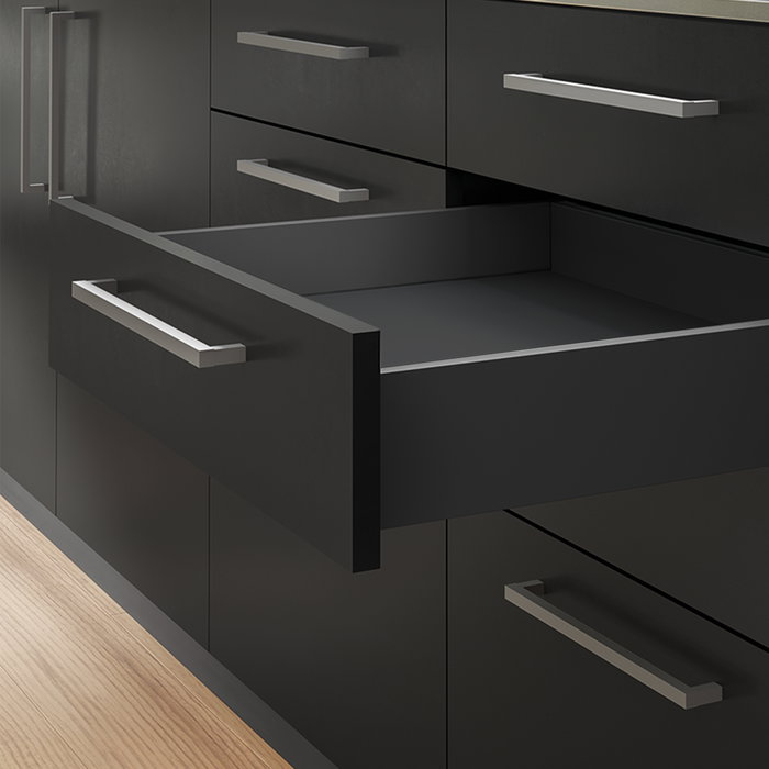 Emuca Kit de tiroirs pour cuisine ou salle de bains Vertex avec réglages 3D, hauteur 178mm, avec panneaux inclus, module 600mm, Gris antracite