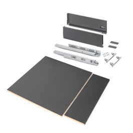 Emuca Kit de tiroir Vertex avec réglages 3D, module 600 mm, gris anthracite et blanc