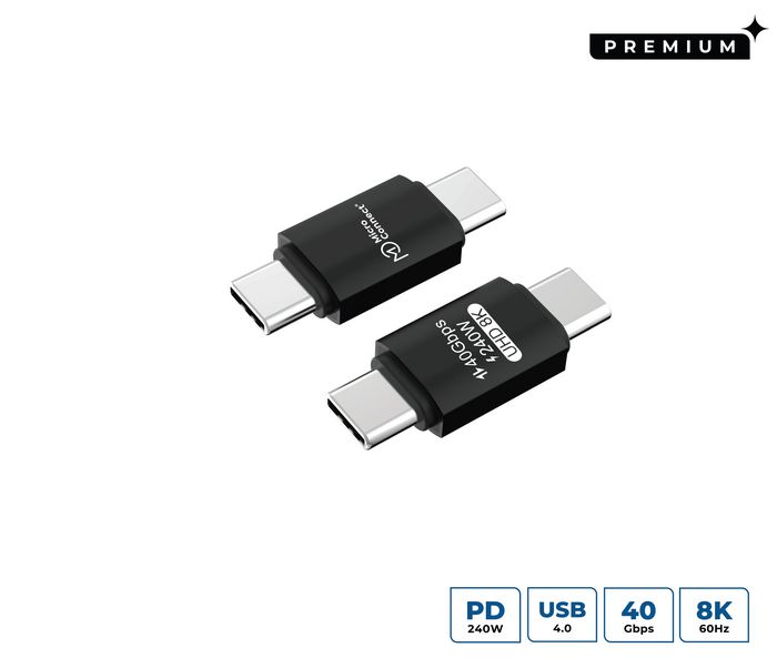 MicroConnect Adaptateur USB-C mâle-mâle USB4 Gen 3x2 - Transfert à 40 Gb/s, Charge rapide 240W, Vidéo 8K 60Hz, Compatible Thunderbolt 4 MicroConnect Adaptateur USB-C mâle-mâle USB4 Gen 3x2 - Transfert à 40 Gb/s, Charge rapide 240W, Vidéo 8K 60Hz, Compatible Thunderbolt 4